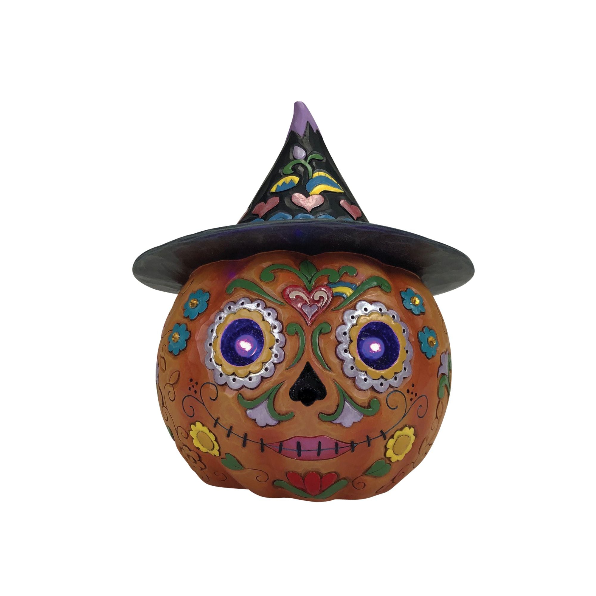 Day of the Dead Jack-O'-Lantern - Mexican Sugar Skull Halloween Pumpkin Decor for Dia de los Muertos Celebrations, Home & Party Decorations