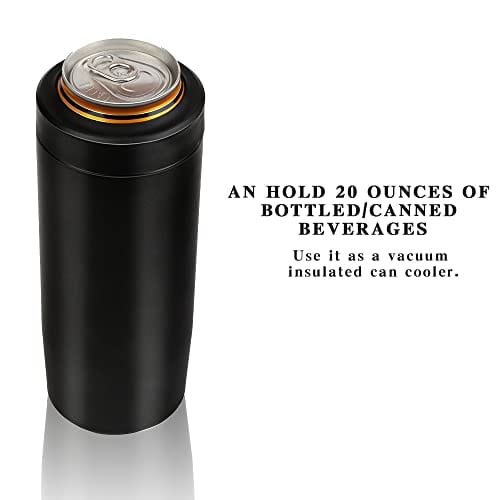 Premium 20oz Vacuum Insulated 3-in-1 Cocktail Shaker Set - Stainless Steel Mixing Cup with Clear Jigger Lid & Leakproof Seal - Matte Black Bar Accessories for Home Bartending, Parties & Outdoor Events