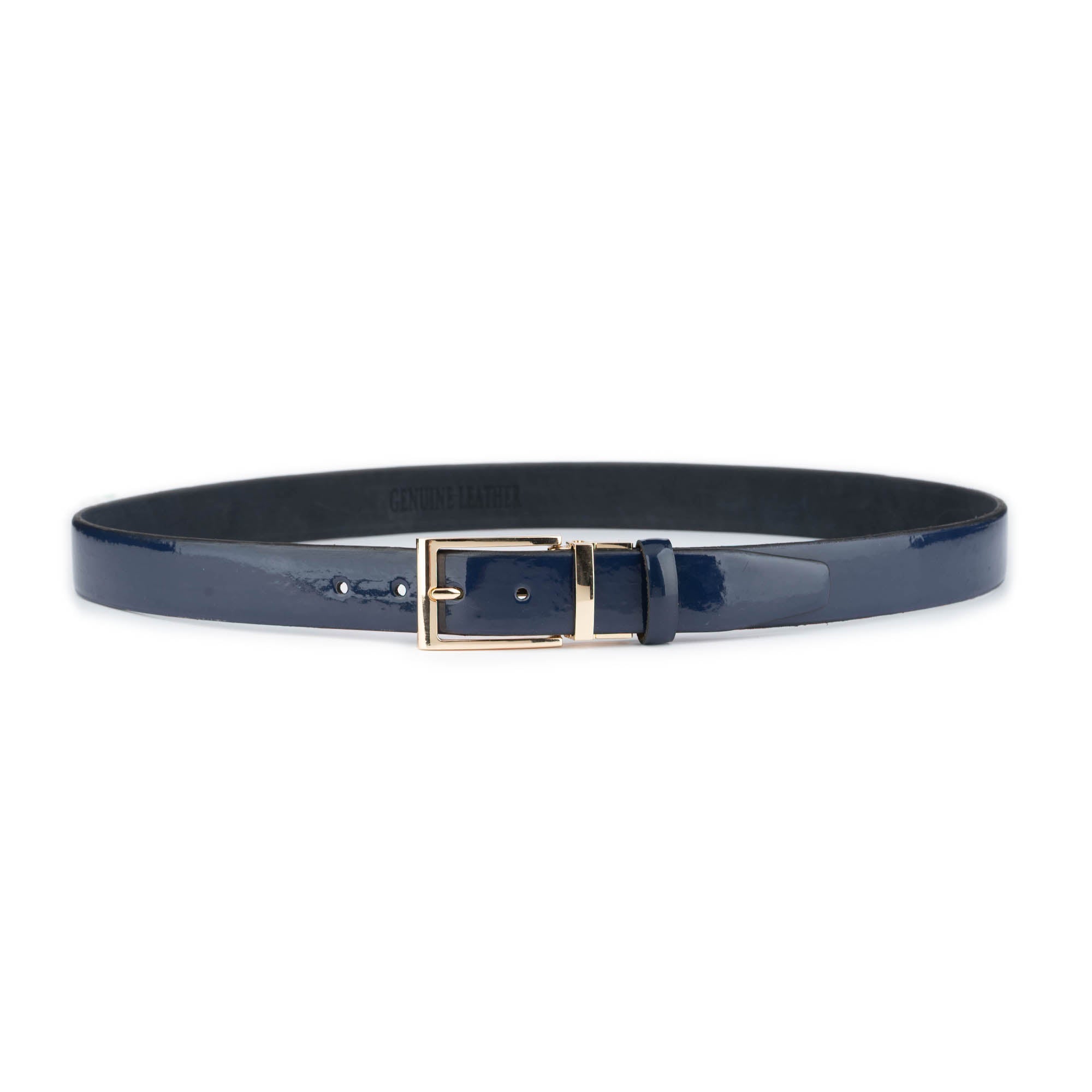 Luxury Men's Blue Patent Leather Belt with Gold Buckle - 3.5 cm Width - Perfect for Business, Formal Events & Office Wear