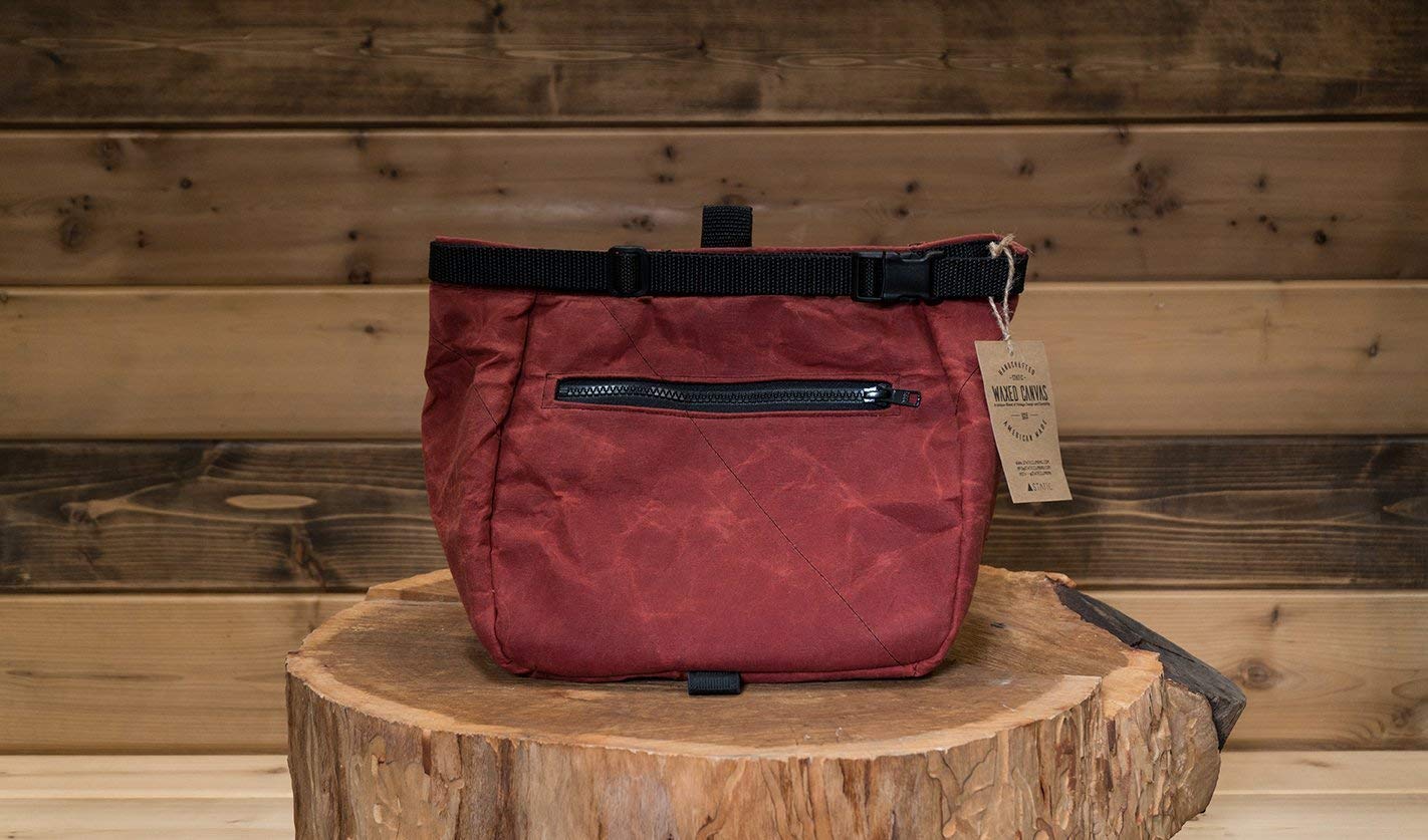 LIMITED EDITION Waxed Canvas Chalk Bucket - Oxblood Red | Handmade in California USA | Premium Rock Climbing & Bouldering Gear for Gym & Outdoor Adventures