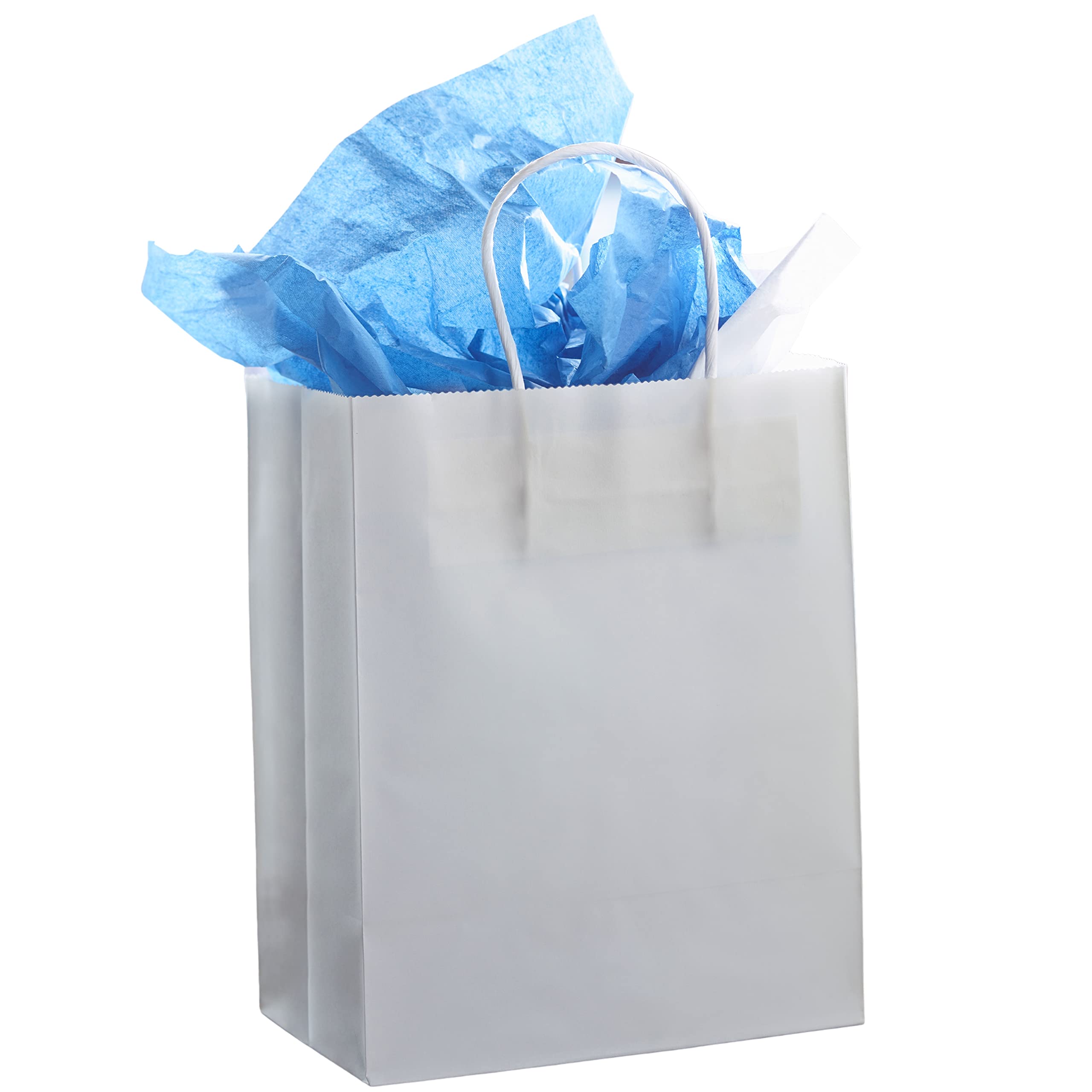 Eco-Friendly White Kraft Paper Bags with Handles - Bulk 50 Pack Medium Size (8