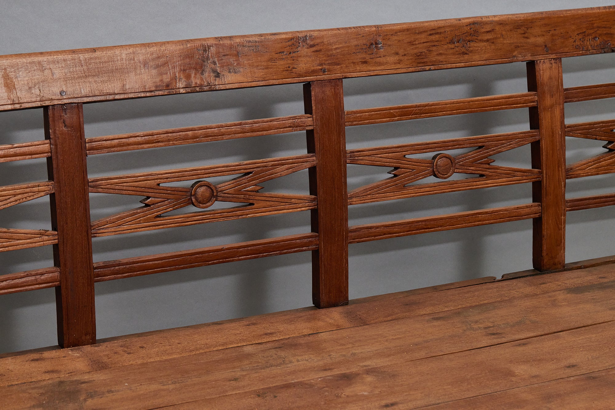 Exquisite Hand-Carved Dutch Colonial Teak Wood Bench - Solid Java Teak Furniture for Entryway, Living Room & Garden Decor
