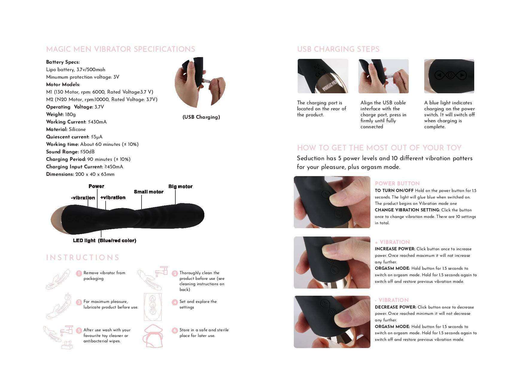 Magic Men SEDUCTION By Will - Premium Rabbit Vibrator for Women, G-Spot & Clitoral Stimulation, Rechargeable Silicone Adult Toy - Perfect for Couples Play & Solo Pleasure