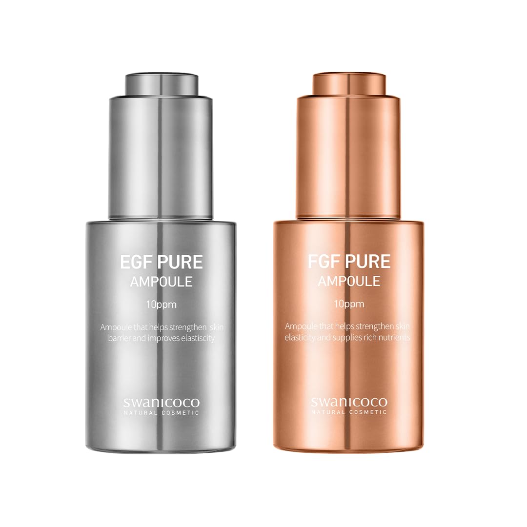 EGF FGF Ampoule Set for Firming & Anti-Aging - Korean Skin Repair Serum to Improve Elasticity & Hydration | Daily Skincare Routine for Youthful Glow