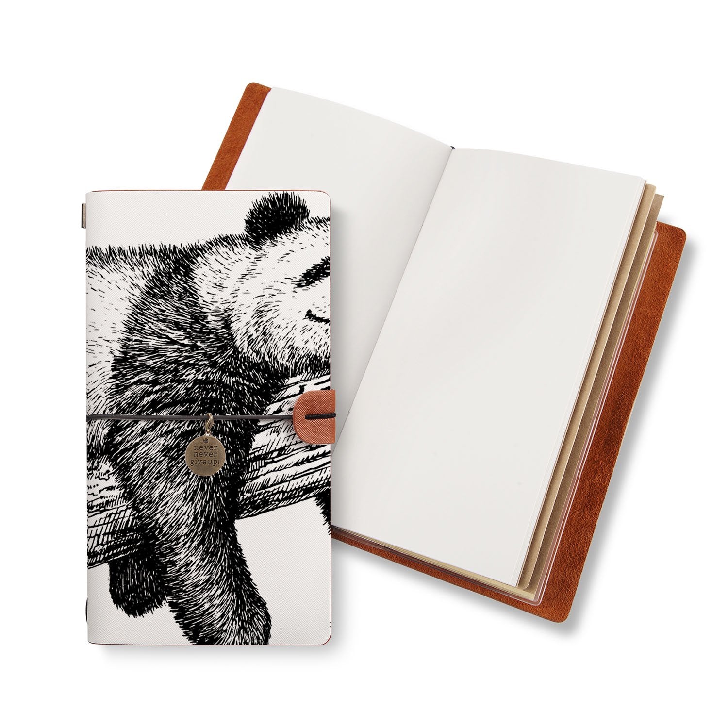 Premium Traveler's Notebook - Cute Animal Design Leather Journal for Writing, Sketching & Note Taking - Perfect Gift for Students, Writers & Travel Enthusiasts