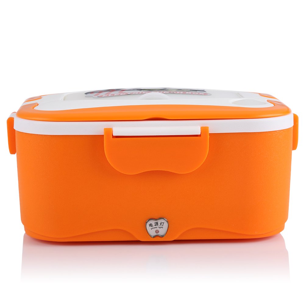 12V Electric Rice Heater & Food Warmer - Large Capacity Durable Car Lunch Box for Home & Office Use - Portable Meal Container for Commuters & Road Trips (Orange)