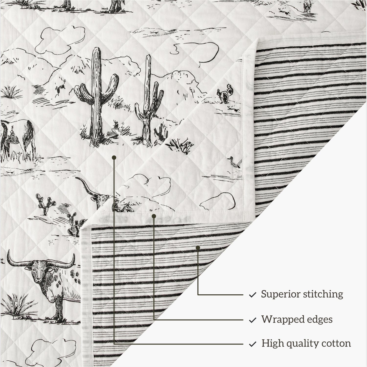 Ranch Life Printed Reversible Quilt Set - Western Farmhouse Bedding for Queen Size Beds - Perfect for Farmhouse Decor, Guest Rooms & Cozy Cabin Retreats