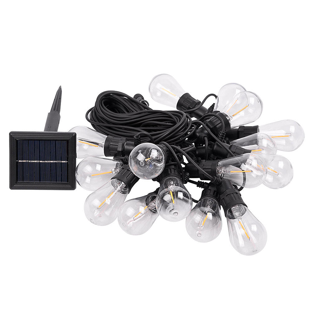 Solar Powered Outdoor String Lights - 15 LED Bulbs, 48ft Waterproof Bistro Lights for Patio, Garden, Backyard & Wedding Decor