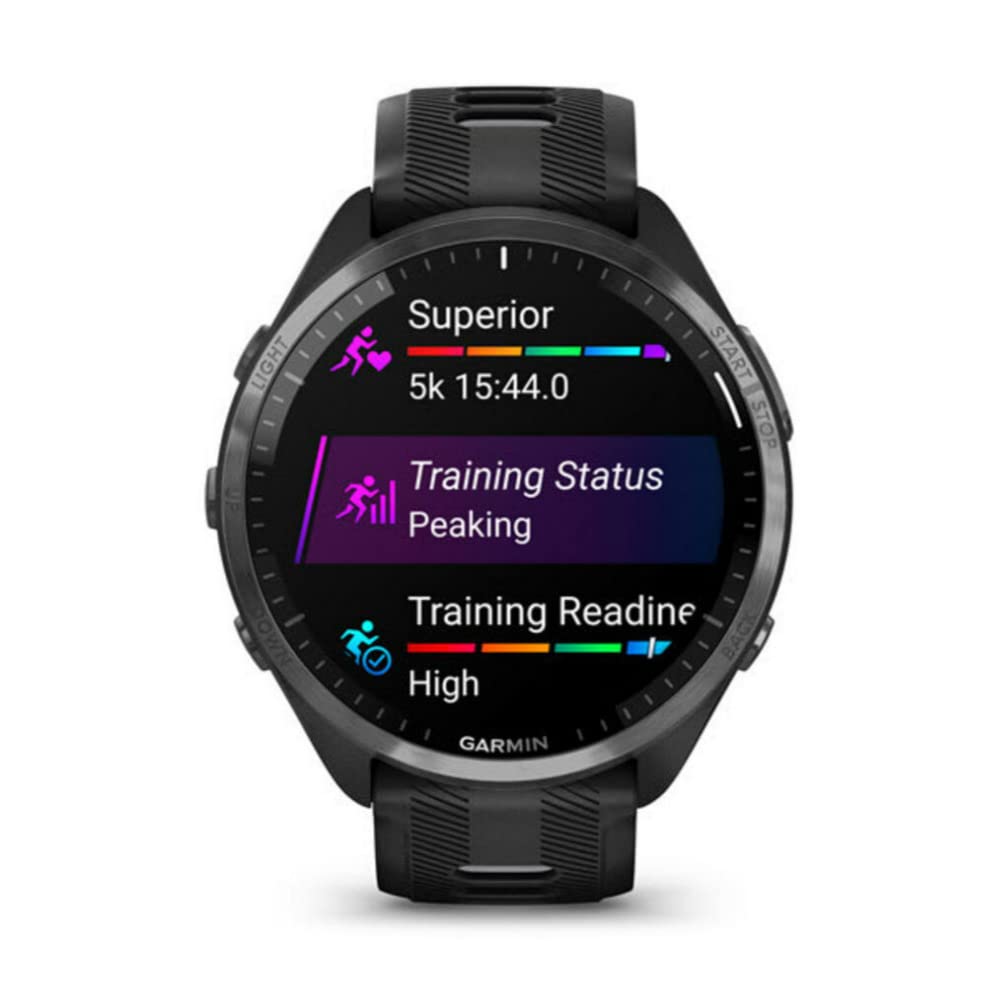 Garmin Forerunner 965 GPS Running Smartwatch (Black) with Travel Charger Stand & Port Protectors - 3-Piece Set for Marathon Training, Outdoor Workouts & Fitness Tracking
