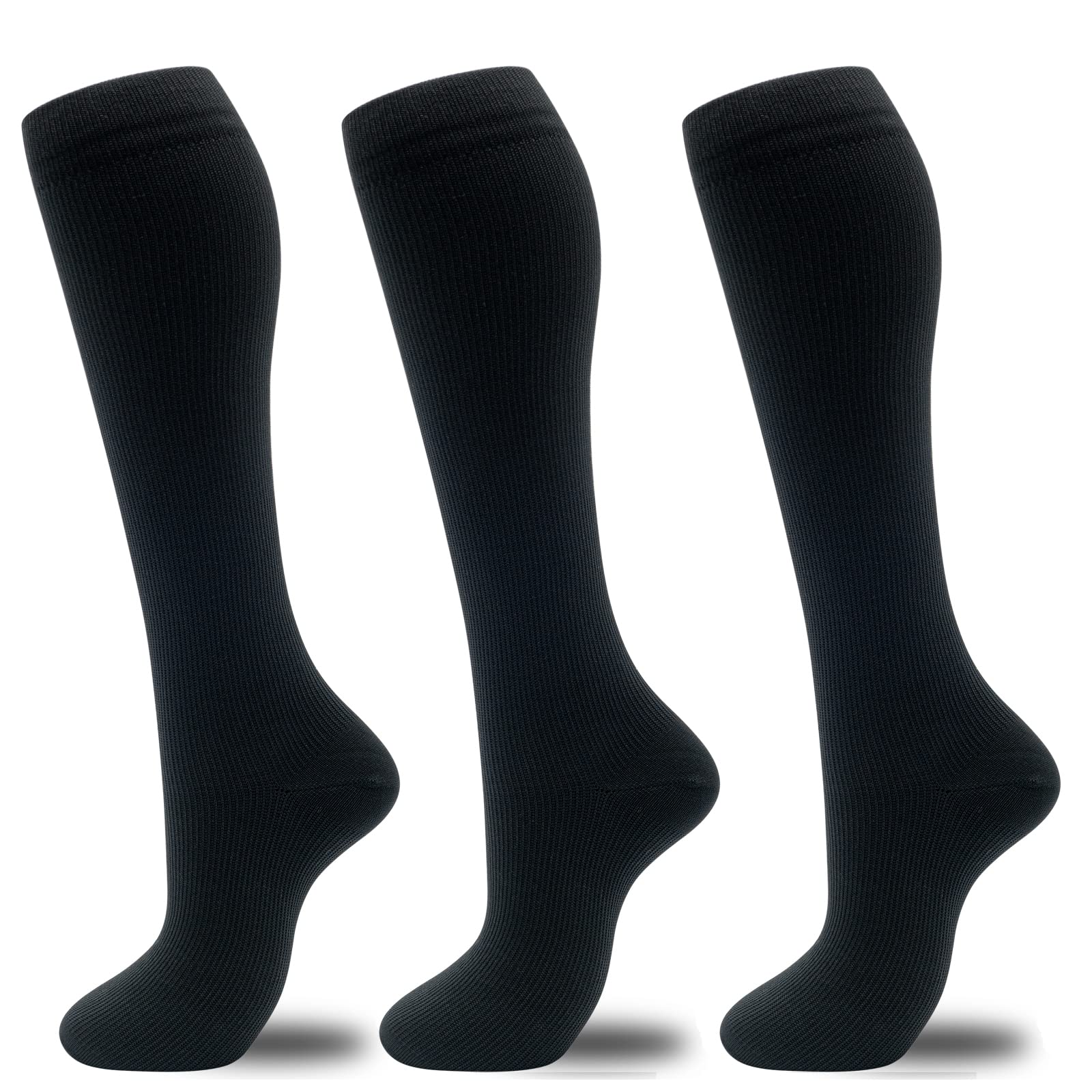 Fenglaoda Compression Socks for Women & Men - 3 Pairs Graduated Support Socks (15-20 mmHg) for Circulation, Nurses, Running & Travel - Improve Leg Comfort & Reduce Swelling