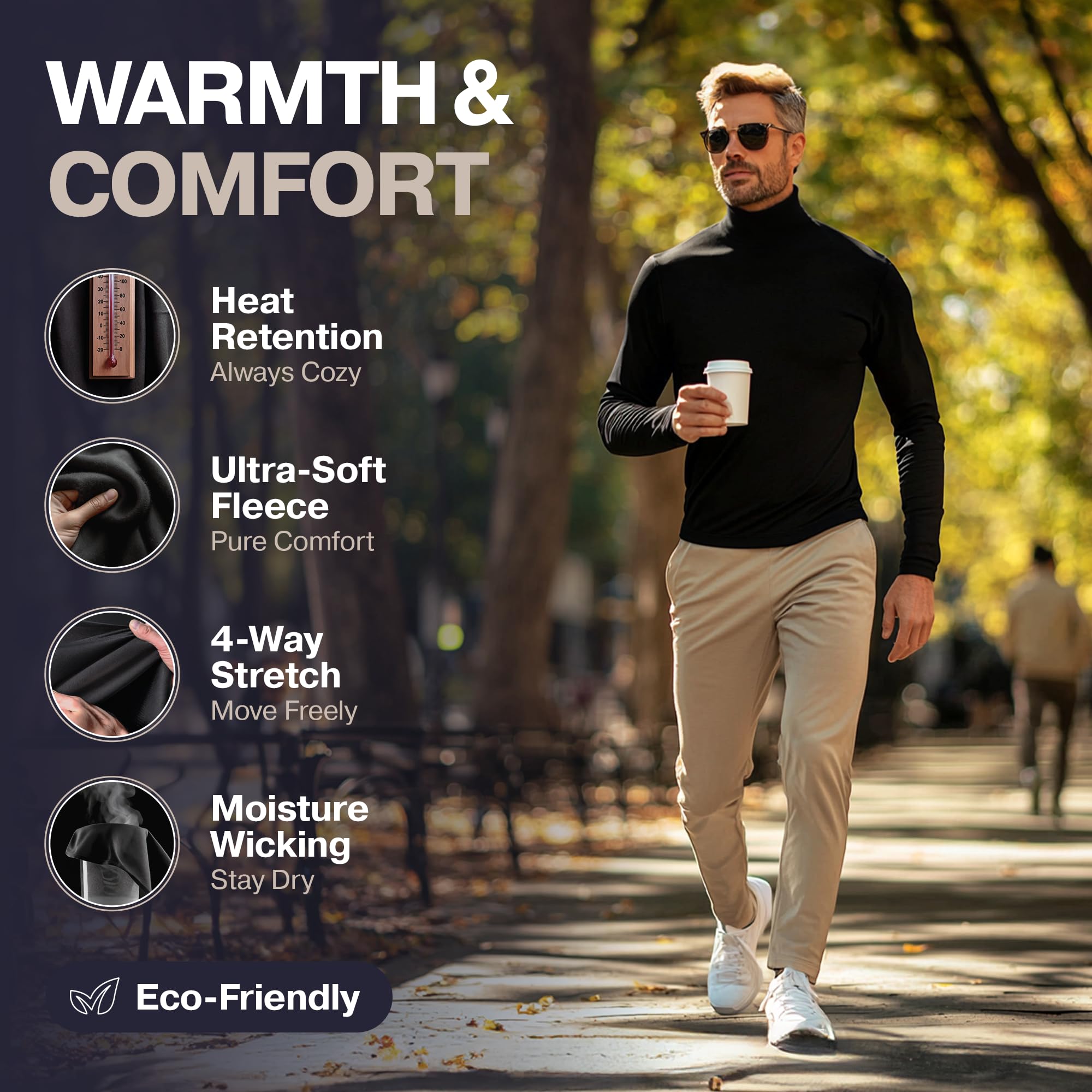 Thermajohn Men's Long Sleeve Thermal Compression Shirt - Base Layer for Cold Weather - Warm Winter Underwear for Hiking, Skiing & Outdoor Activities