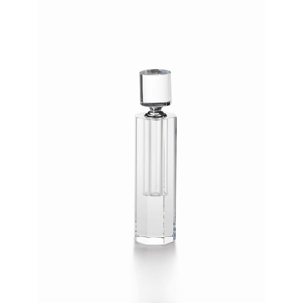 Abasi 8.3 Inch Tall Clear Glass Perfume Bottle - Hexagon Shaped Refillable Container for Essential Oils & Fragrances | Perfect for Home Decor, Bathroom Organizer & Gift Packaging