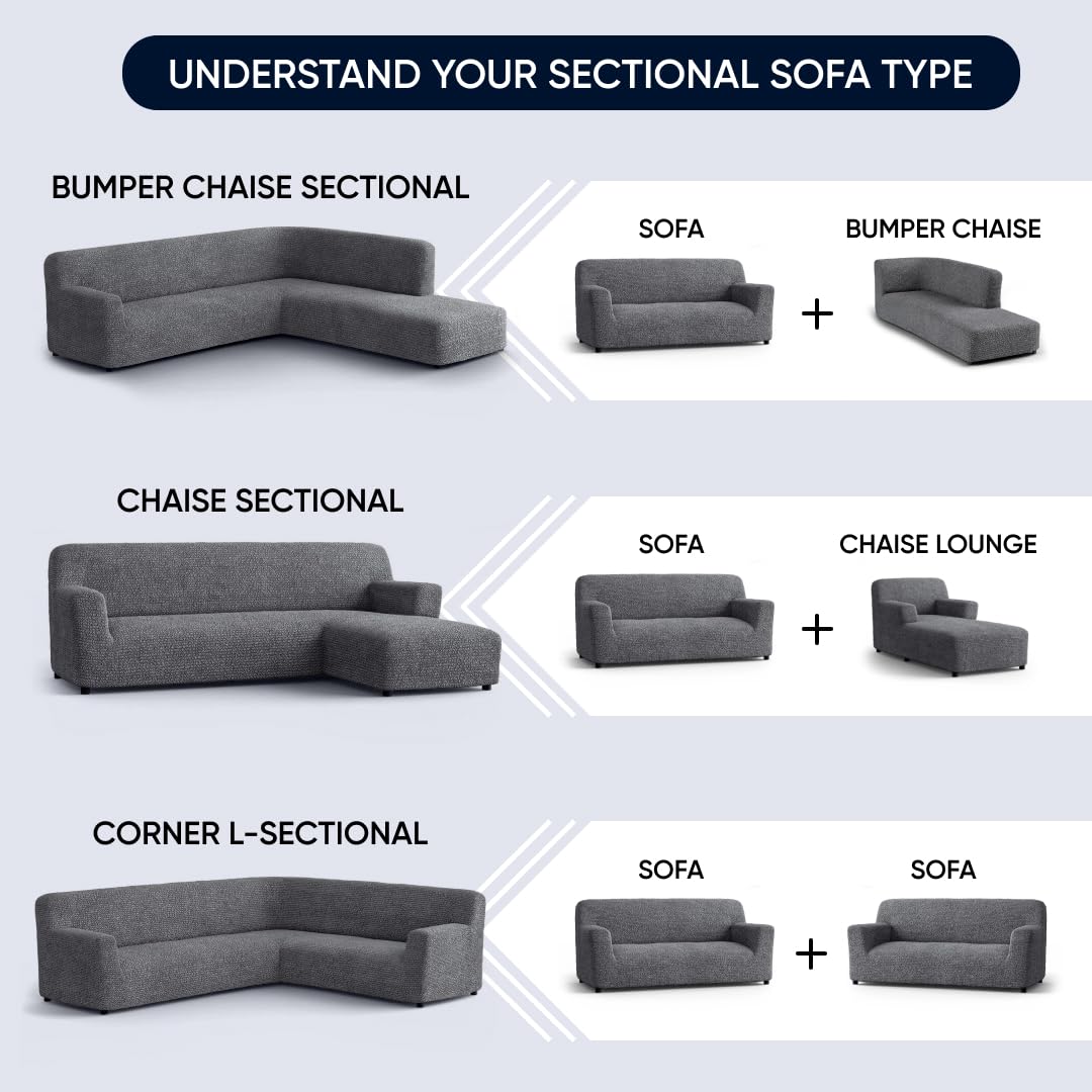 PAULATO BY GA.I.CO. L-Shaped Sectional Sofa Cover - Washable Stretch Slipcover for Chaise Lounge - Microfiber Fabric - 1-Piece Form Fit Design - Marsala Color (Right-Facing) - Perfect for Living Room, Family Room & Home Theater Seating Protection