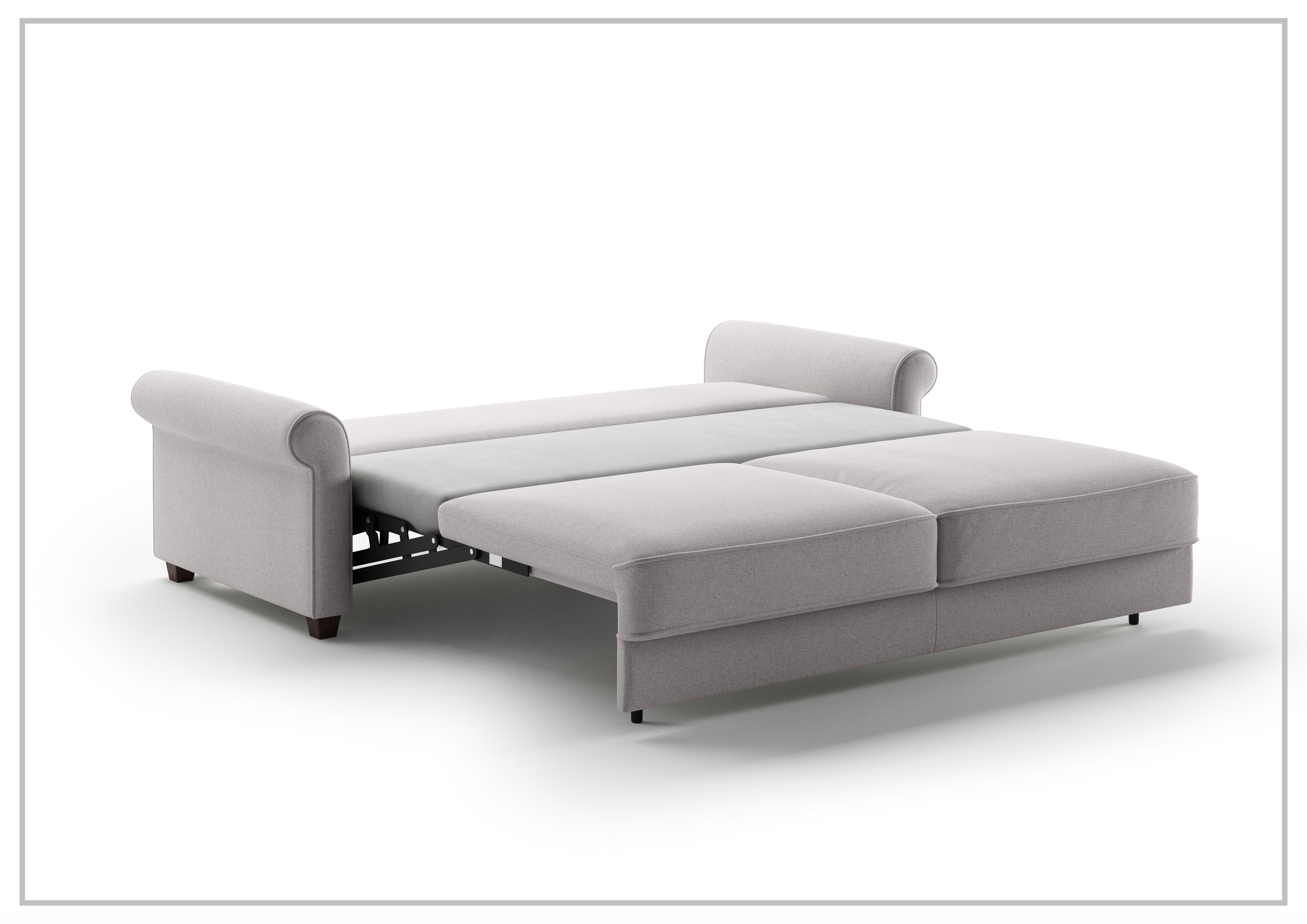 Luonto Casey Fabric Queen Sofa Sleeper with Walnut Legs - Convertible Sleeper Sofa Bed for Small Spaces, Guest Room & Living Room Comfort