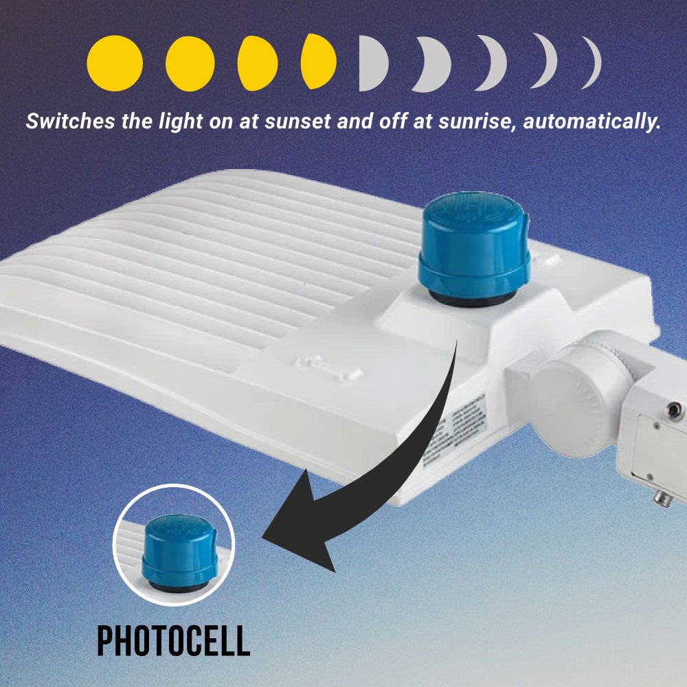 300W LED Pole Light with Photocell - 5700K Daylight White (Equivalent to 1050W) - Universal Mount AC100-277V - Outdoor Area & Parking Lot Lighting - Perfect for Streets, Driveways, and Commercial Spaces