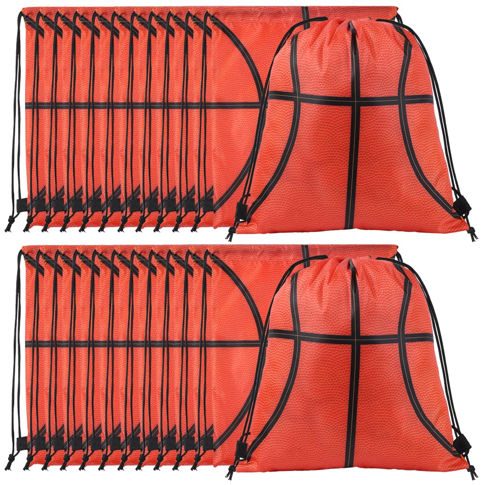 24-Pack 17-Inch Waterproof Basketball Drawstring Backpack - Foldable Large Capacity Sports Gym Bag for Men, Women & Kids - Perfect for Travel, Parties, School & Team Sports Gear Storage