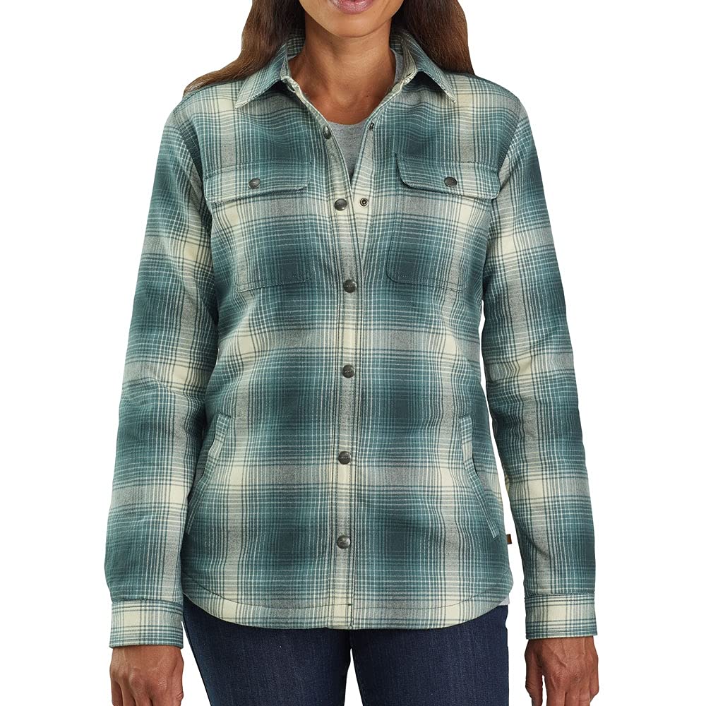 Carhartt Women's Hubbard Sherpa Lined Flannel Shirt Jacket - Warm Winter Workwear for Outdoor Activities & Casual Style
