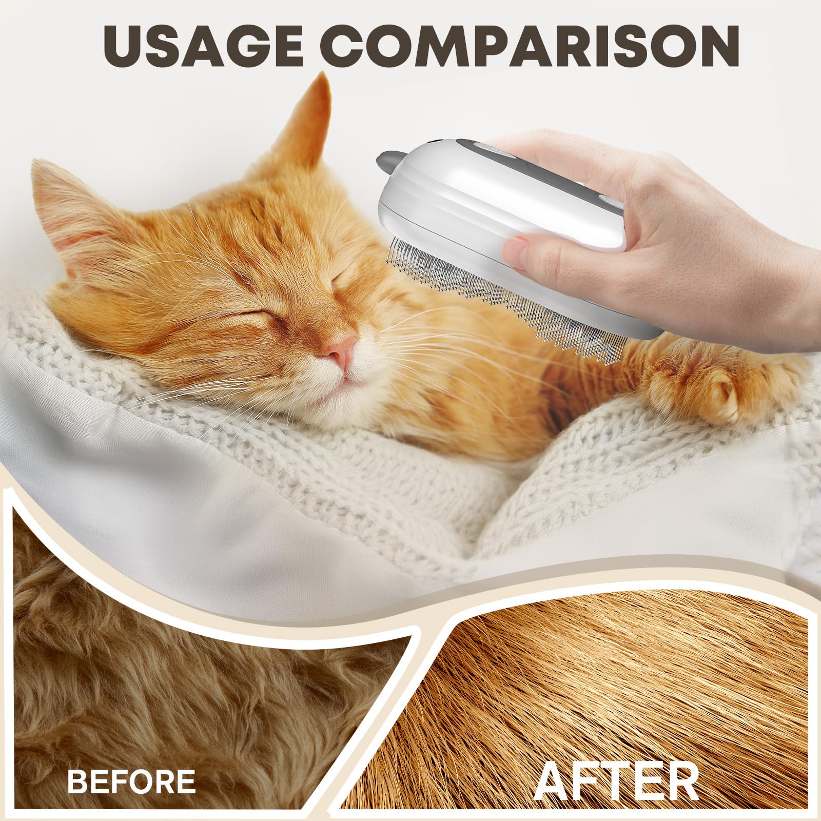 **3-in-1 Rechargeable Cat & Dog Deshedding Brush with Steam – Self-Cleaning Pet Hair Brush for Long & Short Hair, Gentle Shedding Control – Perfect for Grooming at Home or Professional Pet Salons**