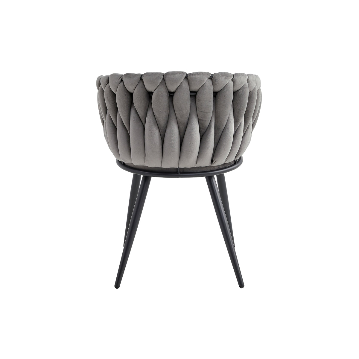 Luxury Grey Velvet Armchair with Braided Accent & Sturdy Metal Legs - Modern Living Room Seating for Home Office or Reading Nook