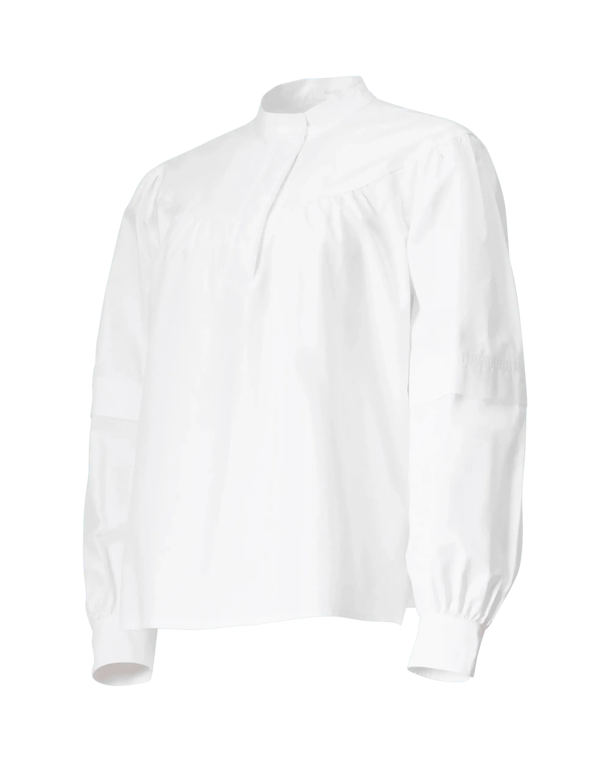 Elegant Collarless Puff Sleeve Blouse for Women - Trendy Loose Fit Tunic Top - Perfect for Office, Date Night & Casual Outings