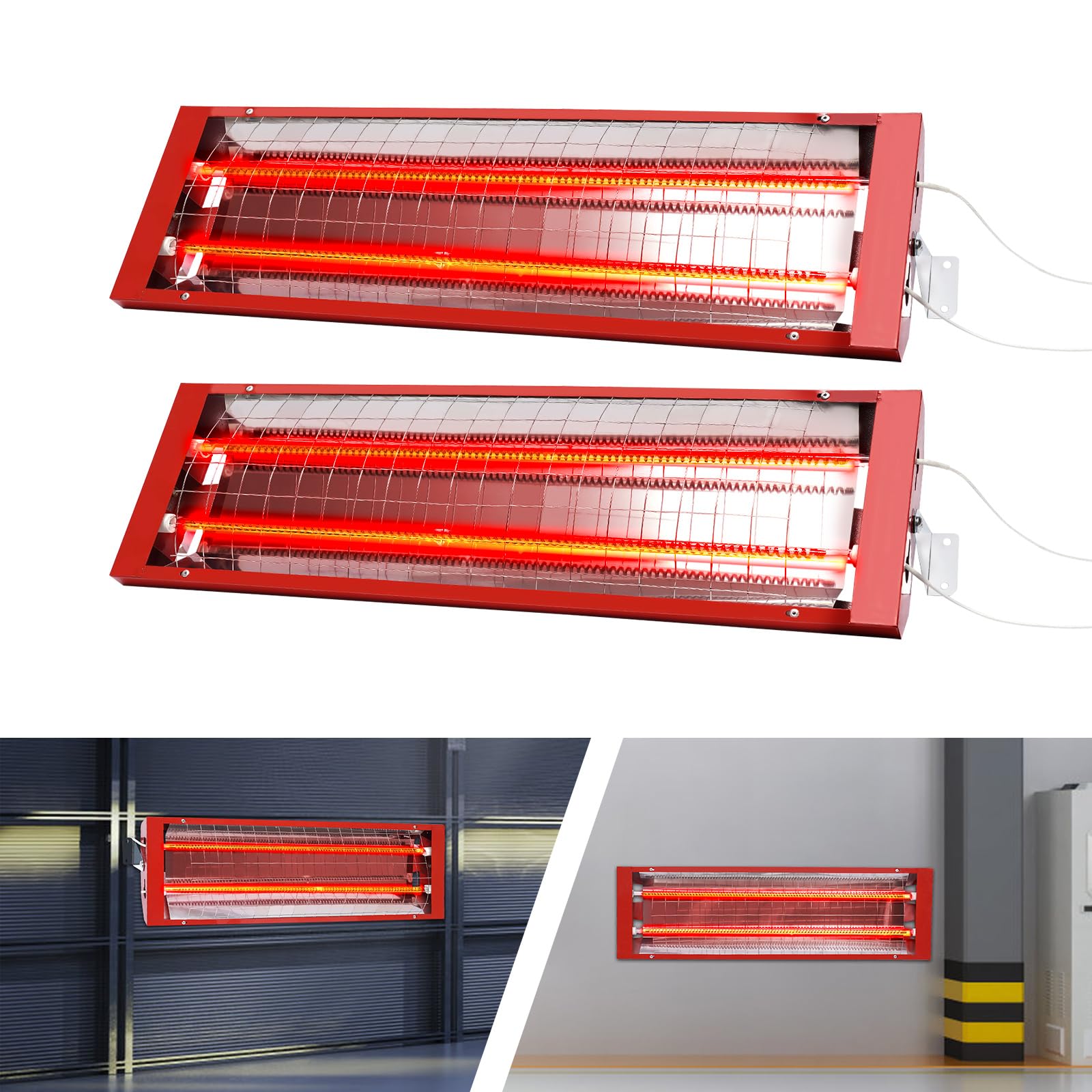 TBVECHI 2-Pack 1000W Infrared Paint Curing Lamps - 110V Fast-Drying Heat Lamps for Automotive & Furniture Paint Booths - Perfect for Auto Body Shops, DIY Projects & Professional Spray Booths