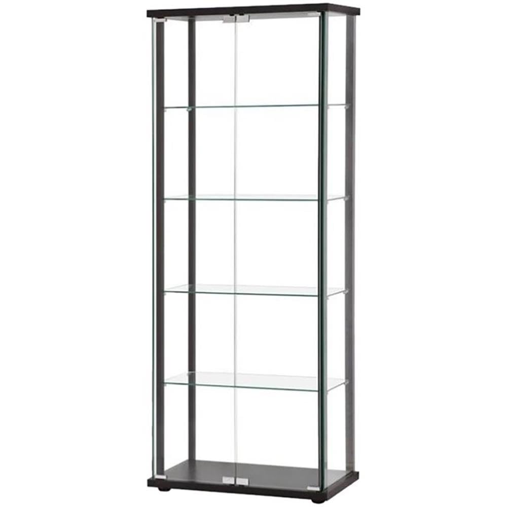 Home Square 2-Piece Glass Curio Cabinet Set - 3-Shelf & 5-Shelf Black Display Case for Collectibles, China, and Home Decor | Perfect for Living Room, Dining Room, or Office Display