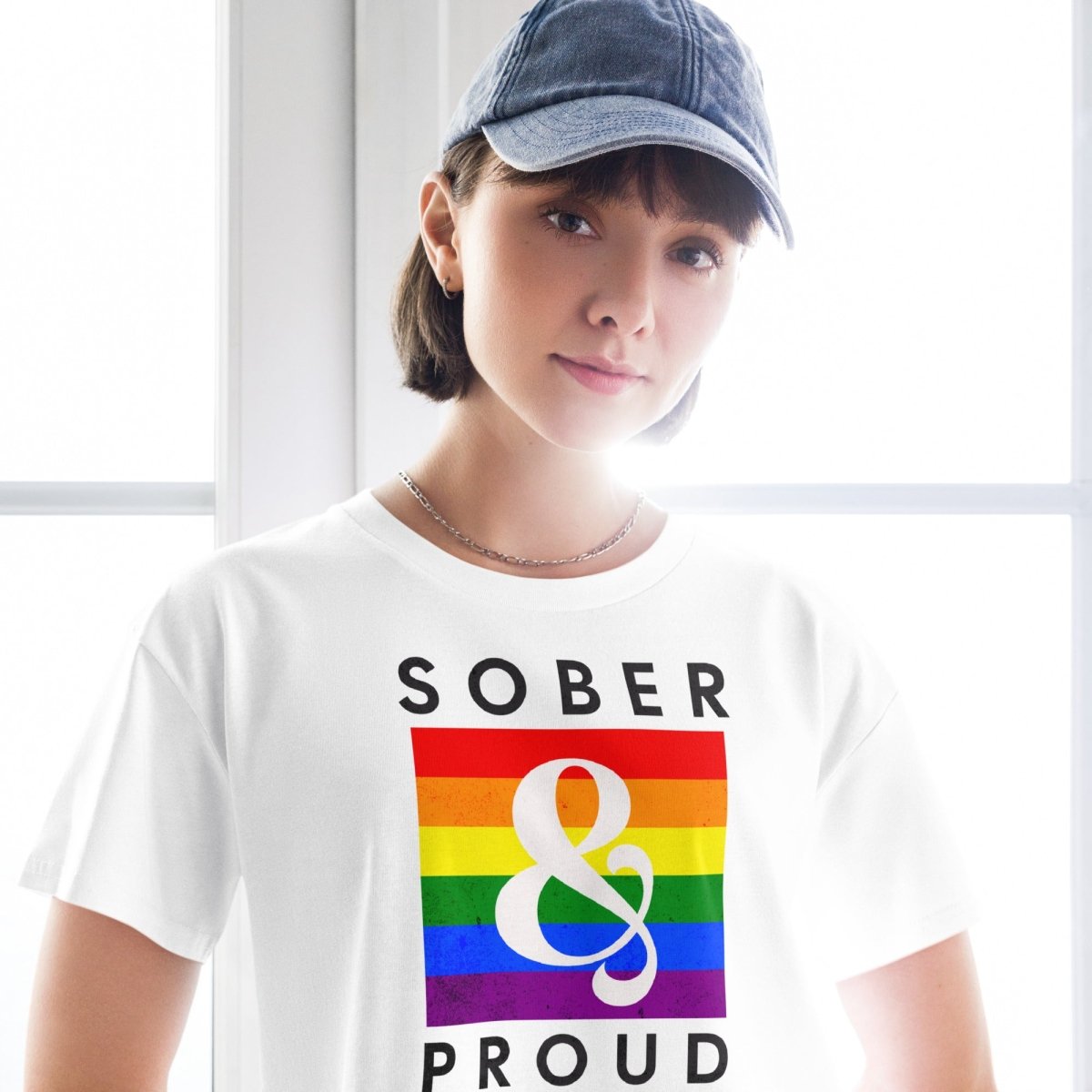 Women's Sober & Proud Rainbow Crop Top - Stylish Summer Casual Shirt for Pride Events, Beach Outings & Music Festivals