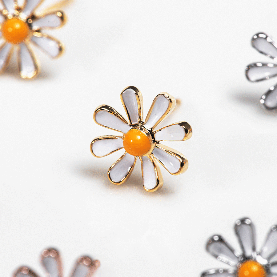 925 Sterling Silver Epoxy Flower Earrings for Women - Handmade Dainty Floral Stud Earrings - Perfect Gift for Birthday, Anniversary & Everyday Wear