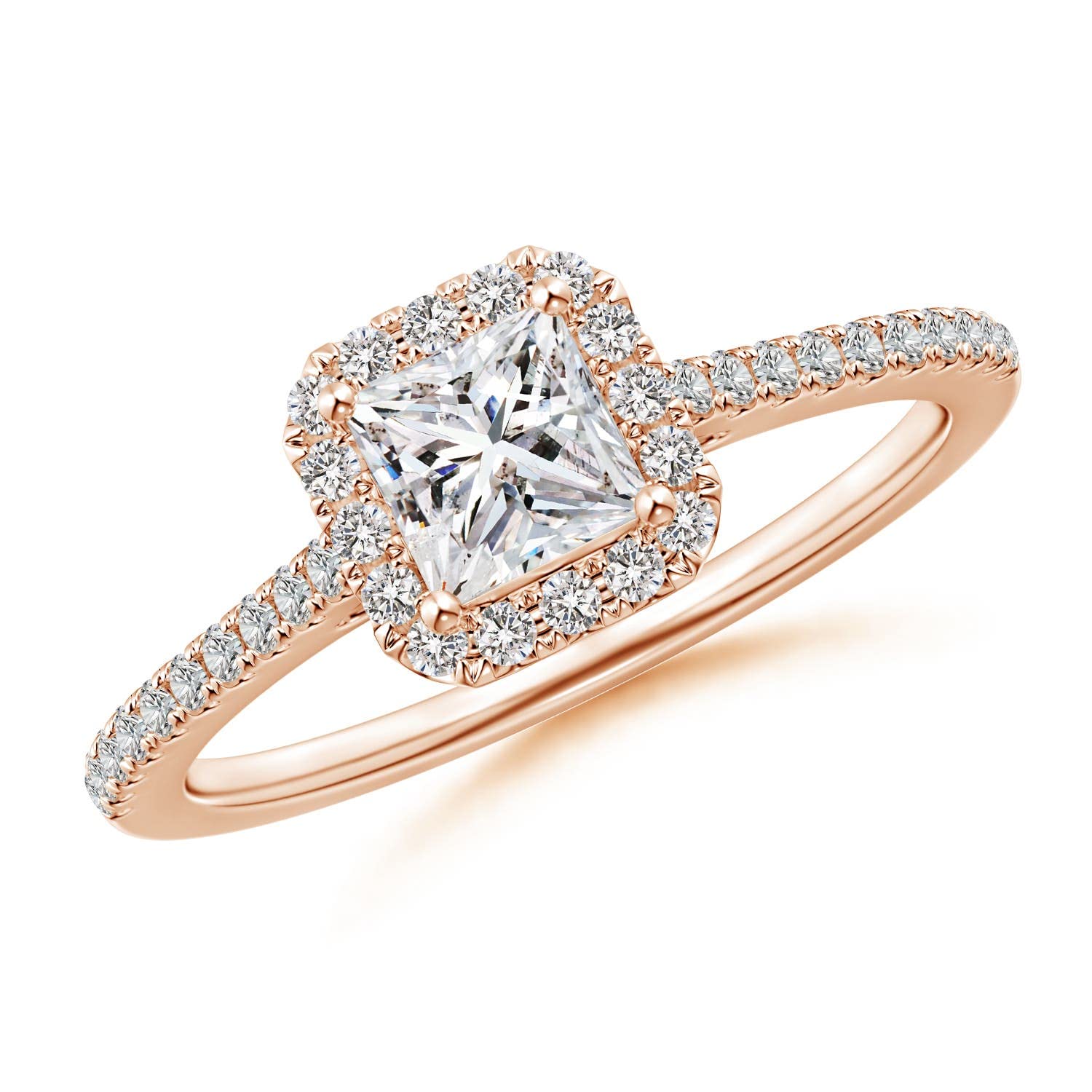 Angara 14K Solid Gold Natural Diamond Halo Ring for Women - April Birthstone Jewelry | Perfect Gift for Wedding, Anniversary & Engagement | Elegant Everyday Wear & Special Occasions