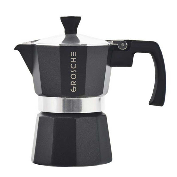 GROSCHE Milano Stovetop Espresso Maker - 3 Cup Italian Coffee Pot for Gas & Electric Stoves - Perfect for Home, Office & Camping Coffee Brewing