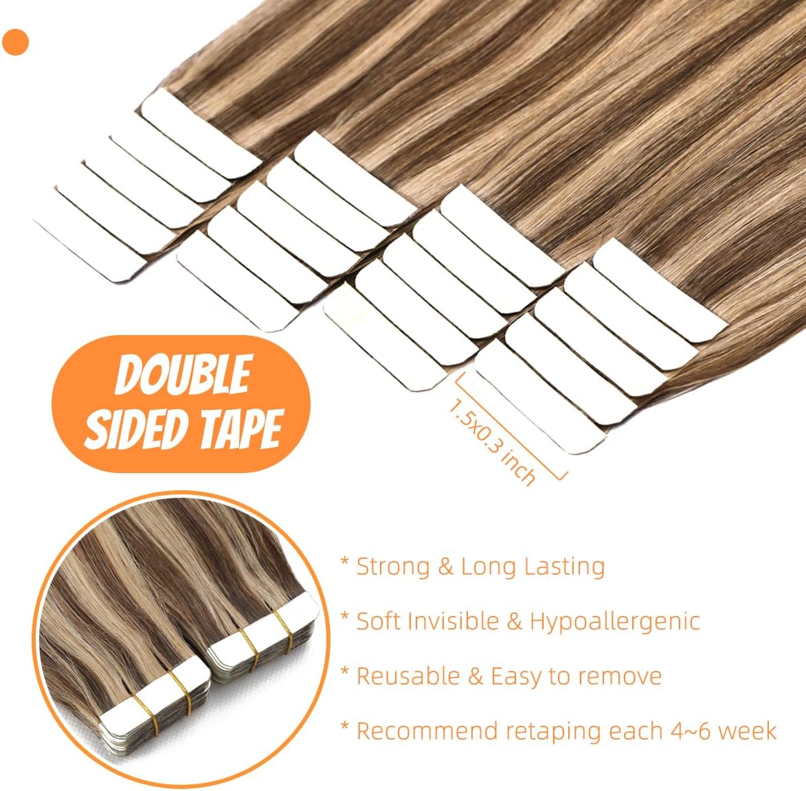 Seamless Skin Weft Tape for Human Hair Extensions - Invisible Hair Integration for Natural Look | Perfect for Daily Wear, Special Occasions & Styling