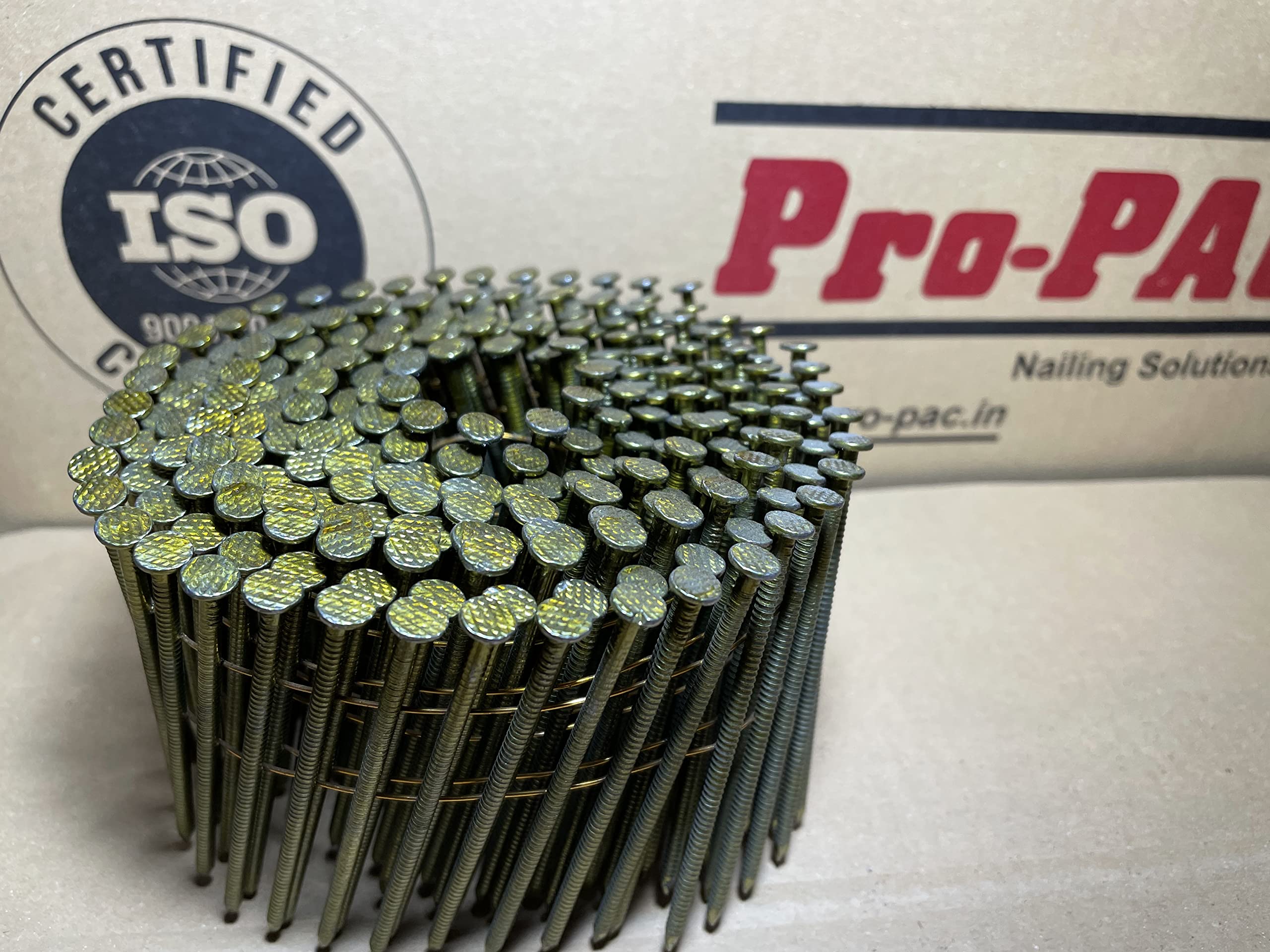 Pro-PAC 2.8x75mm Coil Nails (500 Count) - Ring Shank Coil Nails for Framing, Roofing & Construction - Durable & Rust-Resistant Fasteners for Professional Builders & DIY Projects