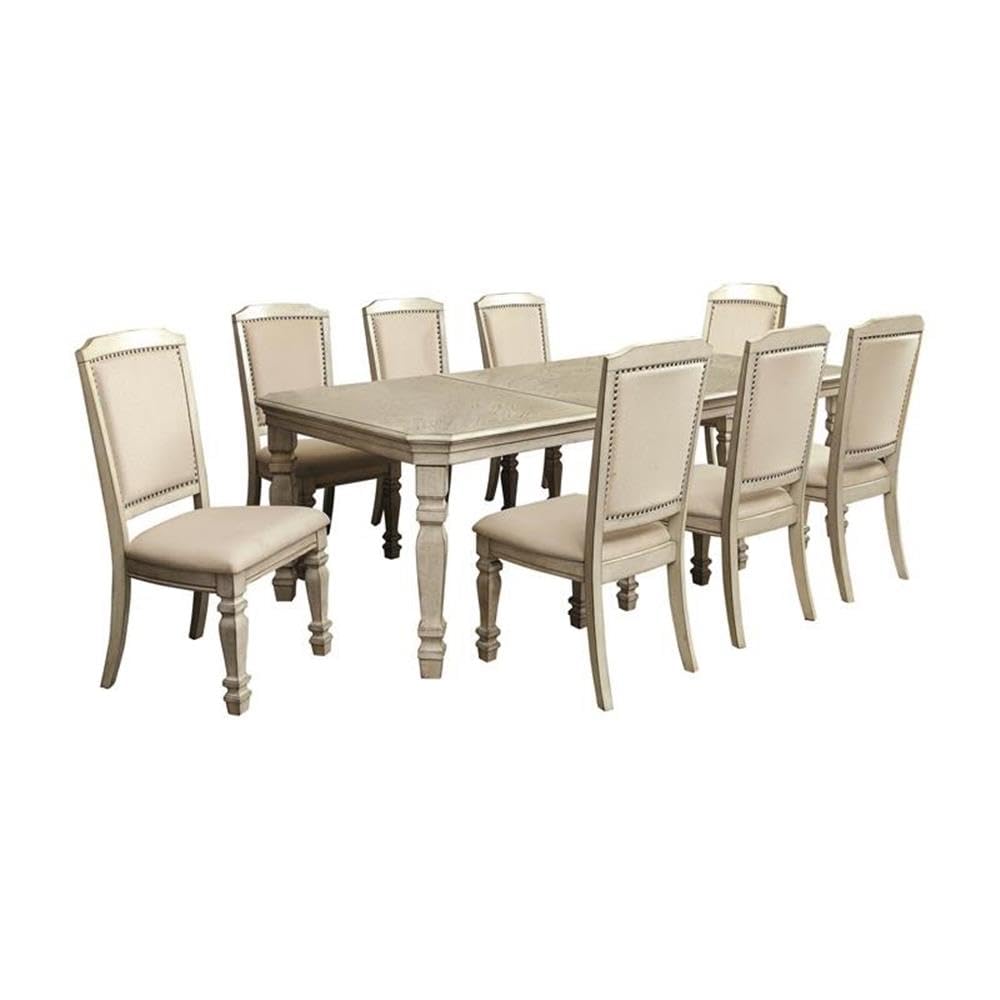 Furniture of America Gaines Wood 9-Piece Dining Room Set in Antique White - Perfect for Family Dinners & Entertaining Guests