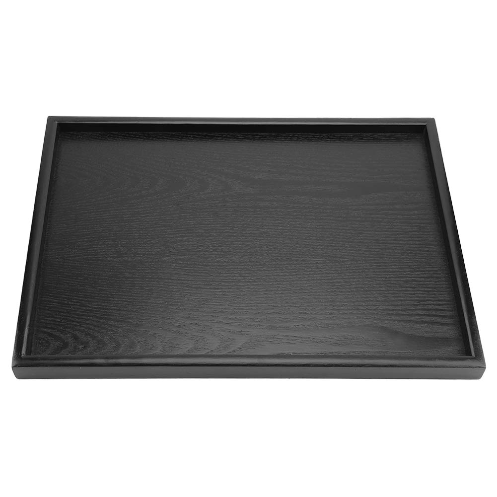 Solid Wood Rectangle Serving Tray - Black Wooden Coffee Table Tray for Food, Tea, Snacks & Meals | Perfect for Breakfast, Dinner, Coffee Table & Party Serving (30x24cm) - Ideal for Home Decor, Dining & Entertaining
