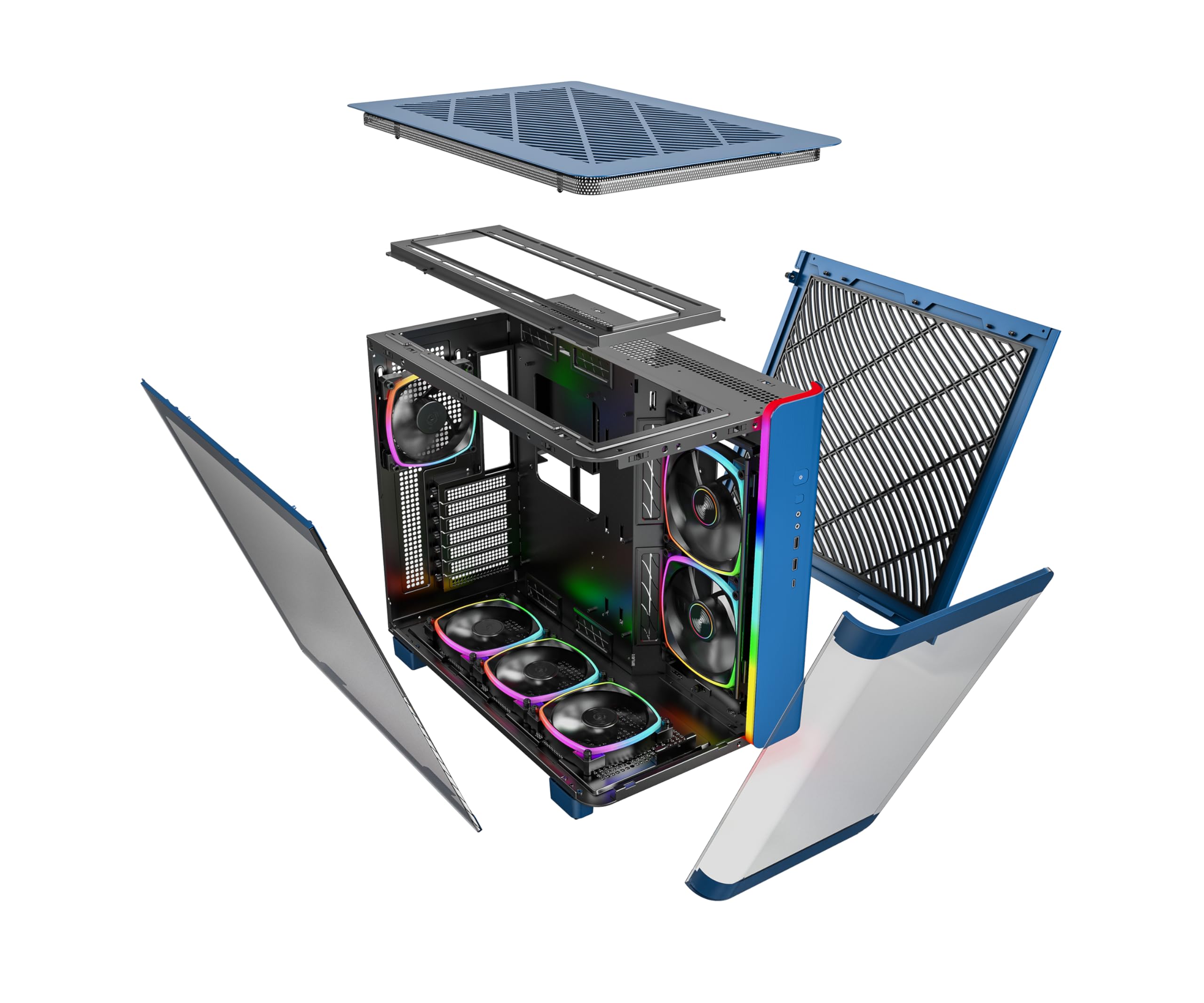 MONTECH King 95 PRO Dual-Chamber ATX Mid-Tower PC Gaming Case - High Airflow Design, Tool-Free Panels, Curved Tempered Glass Front, 6 Pre-Installed ARGB PWM Fans | Perfect for Gaming Rigs, Streaming Setups & High-Performance Workstations