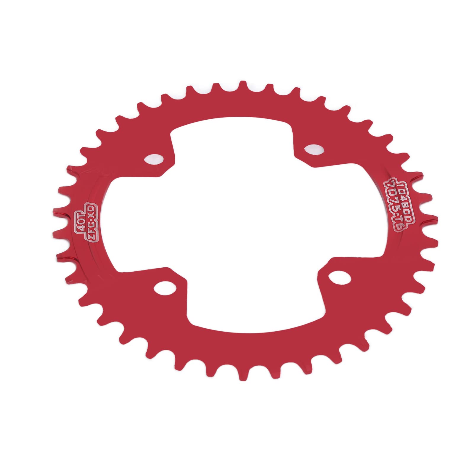 40T 104 BCD Bike Chainring - Red Single Chainring for Road & Mountain Bikes - Prevents Chain Dropping - Ideal for Commuting, Racing & Off-Road Cycling