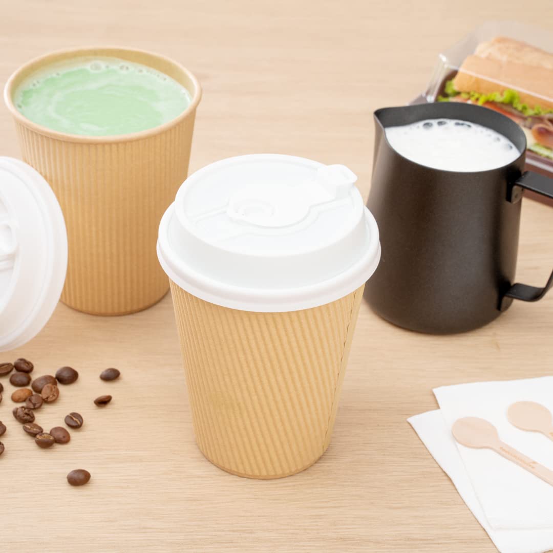 Restpresso Disposable Paper Cup Lids for 8oz 12oz 16oz 20oz Coffee Cups - 500 Pack White Plastic Hot Drink Lids with Straw Slot & Double Plug (Cups Sold Separately) - Perfect for Coffee Shops, Cafes, and Takeout Restaurants