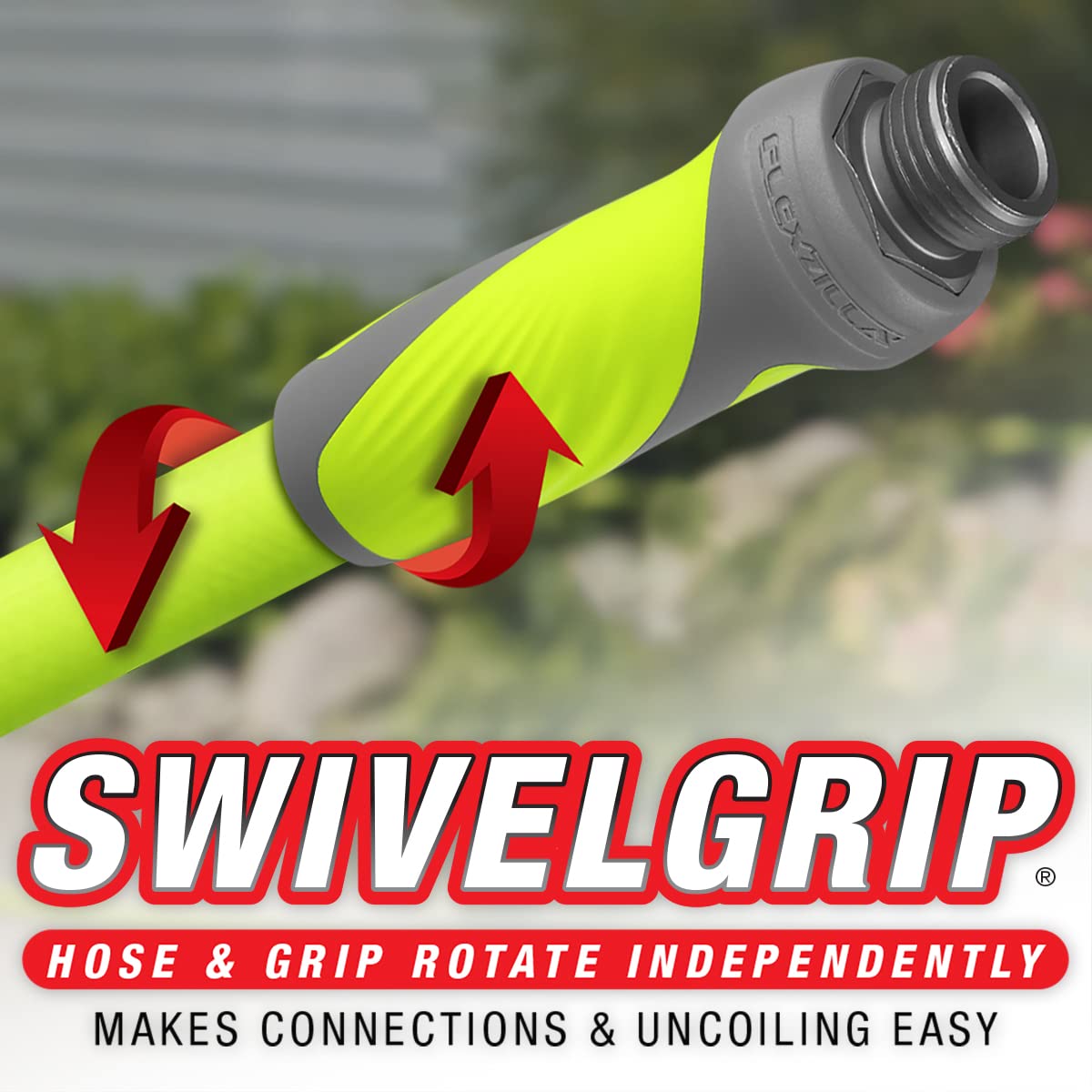 Flexzilla 5/8 in. x 100 ft. Heavy Duty Lightweight Garden Hose with SwivelGrip - Drinking Water Safe, Kink-Free, ZillaGreen (HFZG5100YWS-E) - Perfect for Lawn Care, Gardening, Car Washing & Outdoor Watering