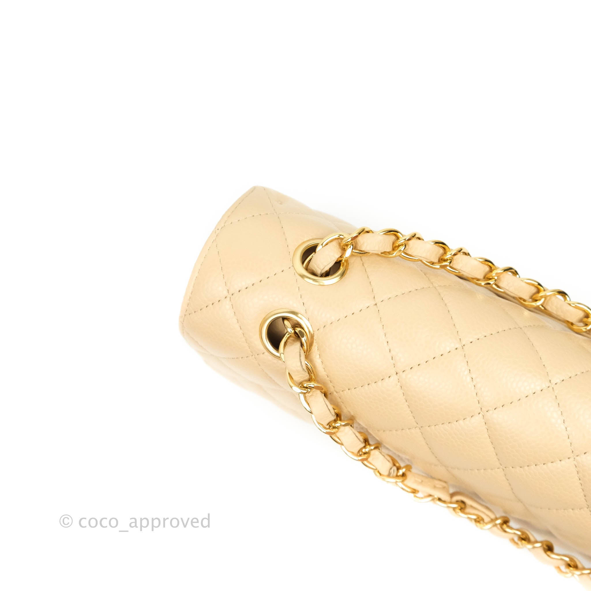 Chanel Classic Medium Double Flap Bag in Beige Caviar Leather with Gold Hardware - Luxury Designer Handbag for Women, Perfect for Work, Evening Events & Special Occasions