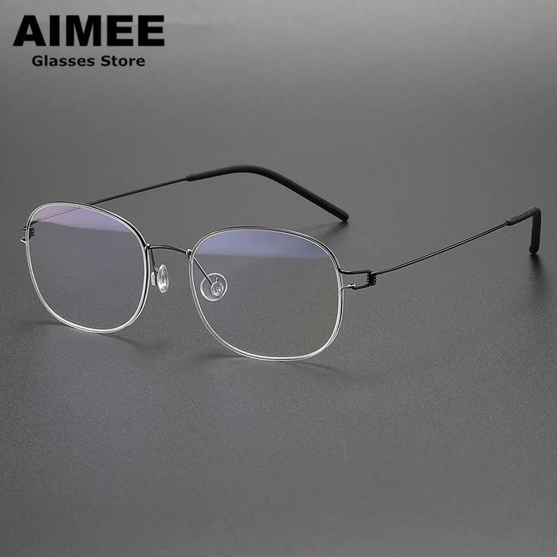 Aimee Unisex Full Rim Oval Square Screwless Titanium Eyeglasses Frame 4919 - Lightweight Durable Glasses for Work, Reading & Fashion