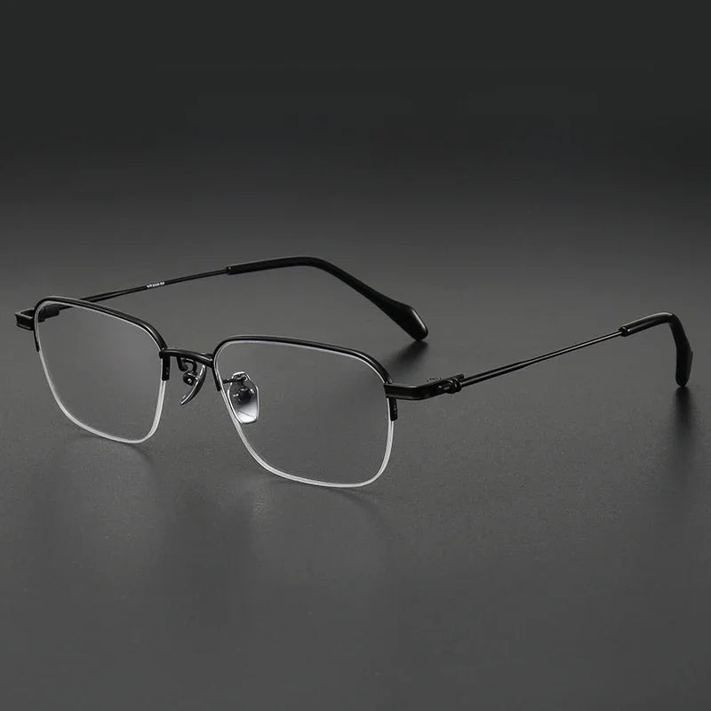 Aror Men's Semi-Rimless Square Titanium Eyeglasses Frame 10142 - Lightweight & Durable for Work, Reading & Everyday Wear