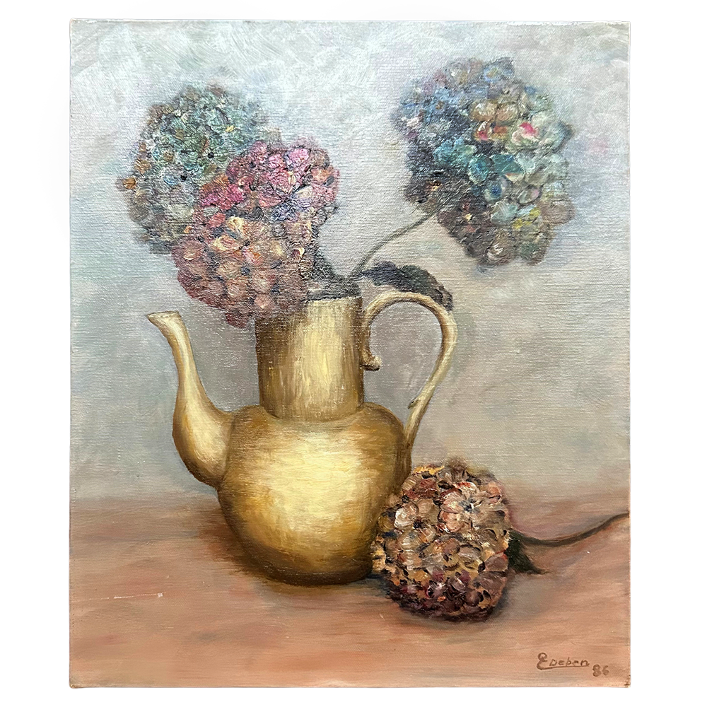 Vintage Early 20th Century Dutch Hydrangea Still Life Oil Painting - Floral Wall Art for Living Room, Bedroom & Office Decor