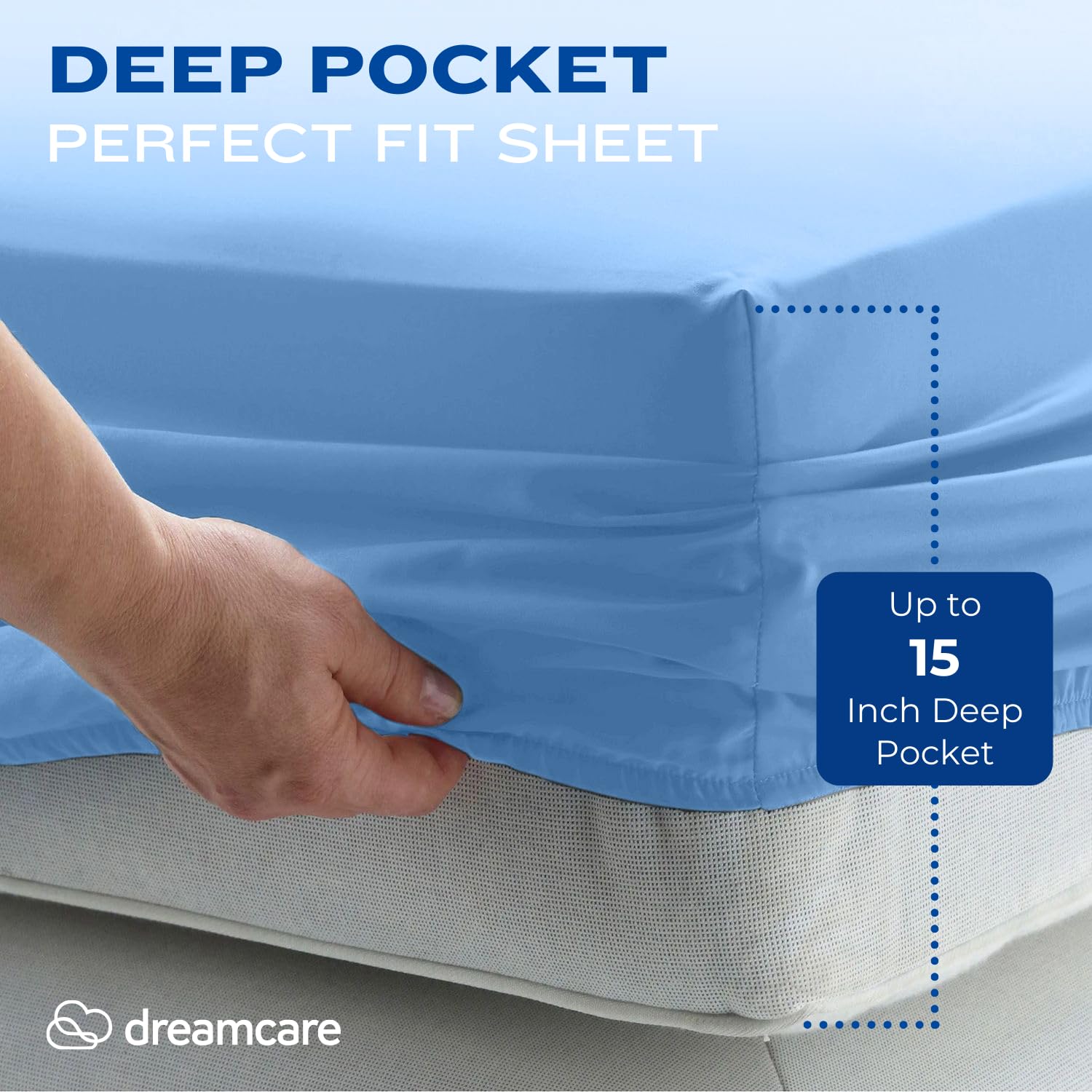Dreamcare Cooling Full Size Sheet Set - 4pc Soft 100% Brushed Polyester Bed Sheets with Deep 15
