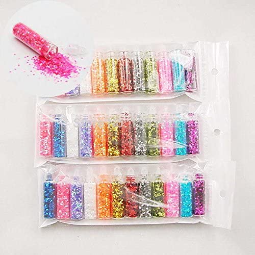 KTM Healthcare® Hexagon Nail Art Kit - 12pcs Glitter Heart & Star Sequins, Rhinestone Manicure Decorations for DIY Nail Design - Perfect for Parties, Weddings, and Special Occasions