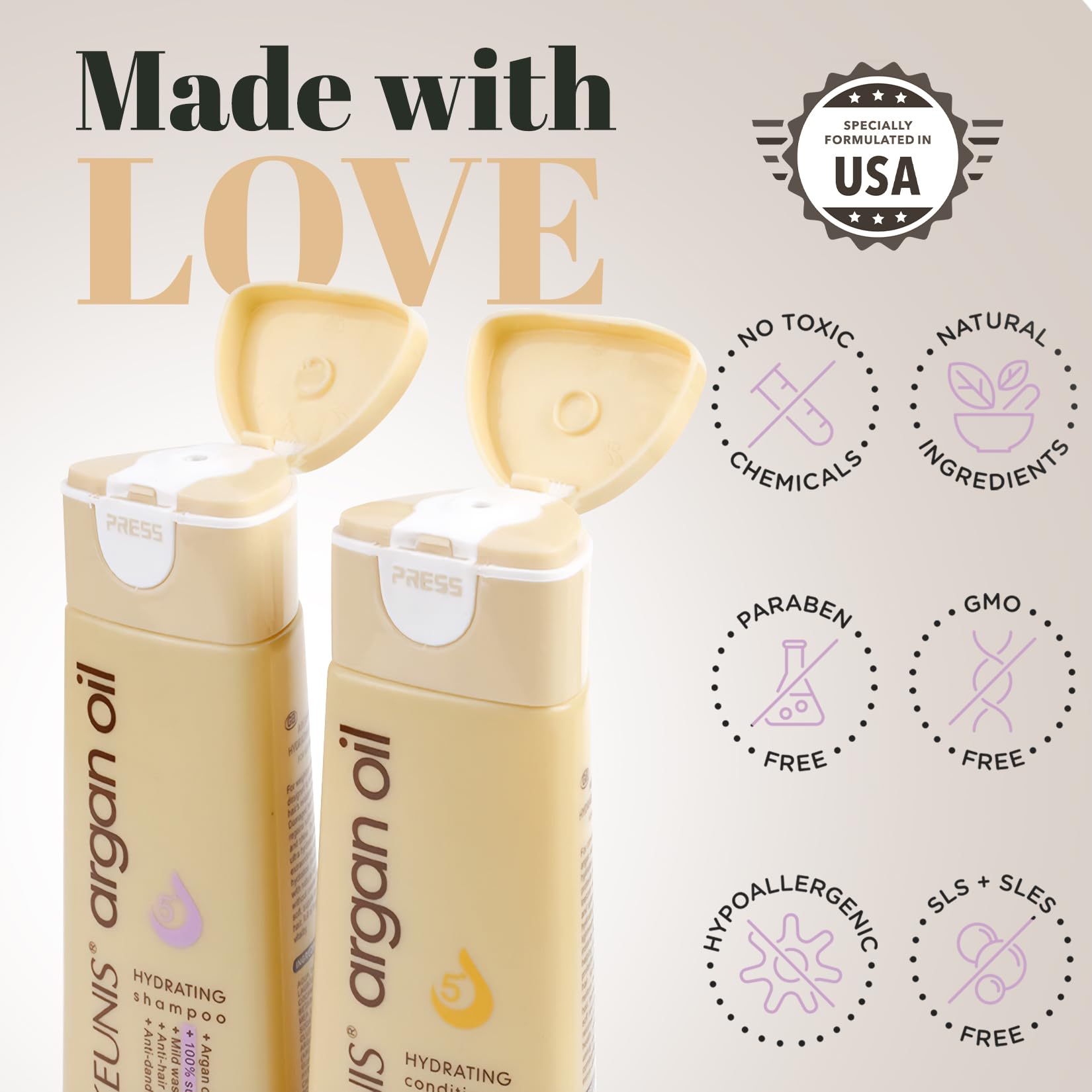 Argan Oil Shampoo & Conditioner Set with Hair Mask - Hydrating & Repairing Treatment for Dry, Damaged Hair - USA Formula for Hot & Humid Climates - Includes Clear Gift Bag - Perfect for Daily Hair Care & Spa Days at Home
