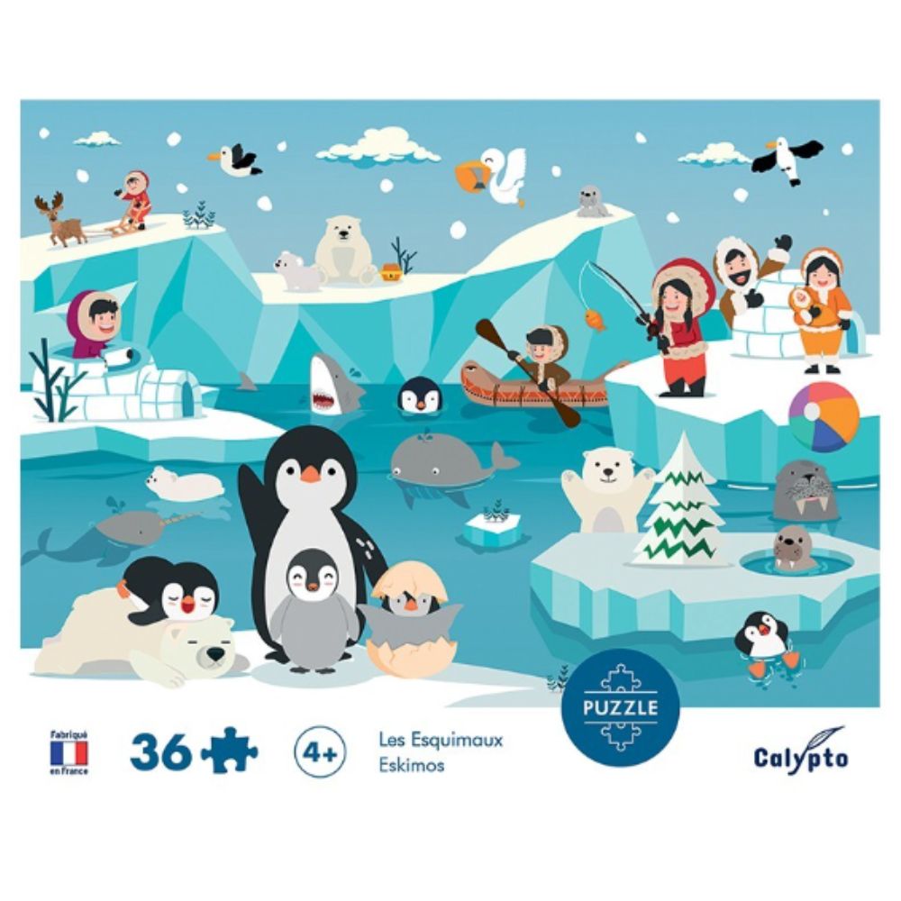 Calypto Jigsaw Puzzle - 36 Piece Eskimo Theme Arctic Adventure Puzzle for Kids & Adults - Perfect for Family Game Night & Winter Themed Decor