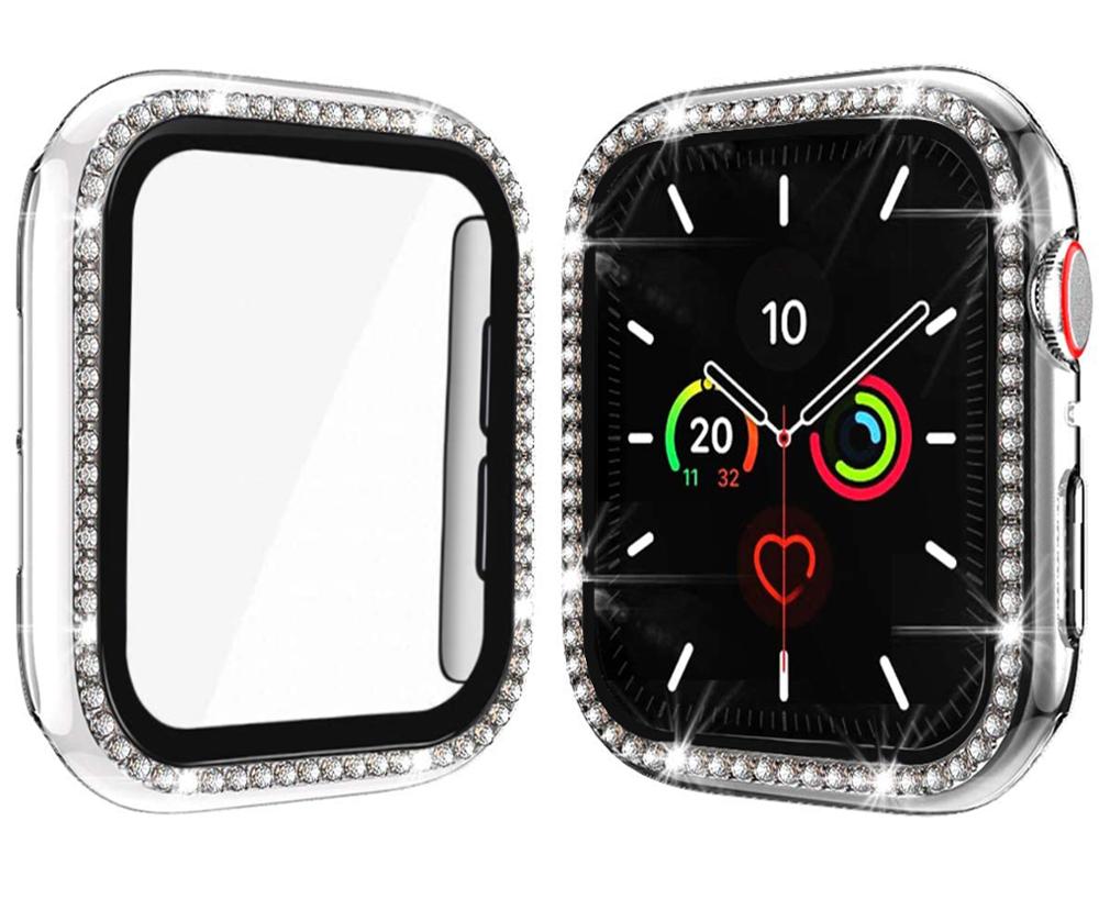 Diamond Style Case with Tempered Glass Screen Protector for Apple Watch Series 6 - Elegant Protection for Workouts & Daily Wear