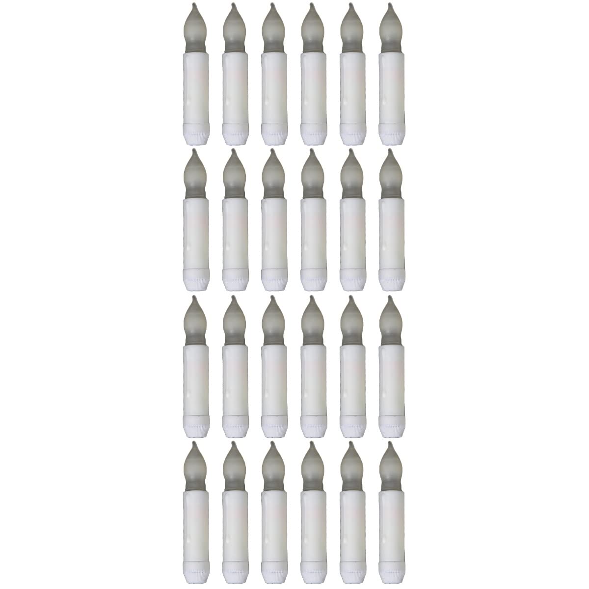 ULTNICE 24pcs Flameless LED Taper Candles - Battery Operated Flickering Window Candles, Electric Fake Candles for Fireplace, Wedding, Party, Home Decor (White) - Perfect for Christmas, Halloween & Romantic Ambiance