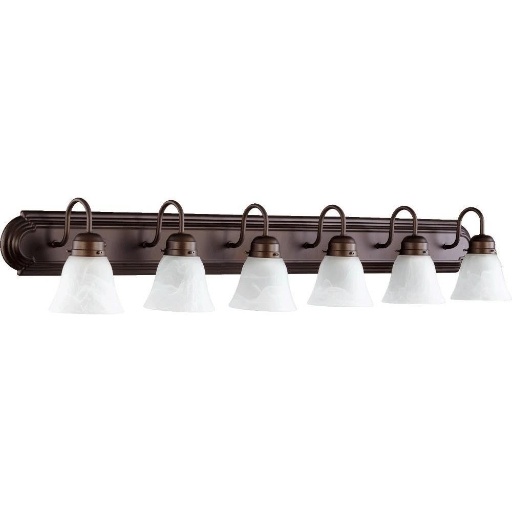 5094-6-186 Traditional Transitional Six Light Vanity Light Fixture in Oiled Bronze Finish - Perfect for Bathroom, Bedroom, and Dressing Room Lighting