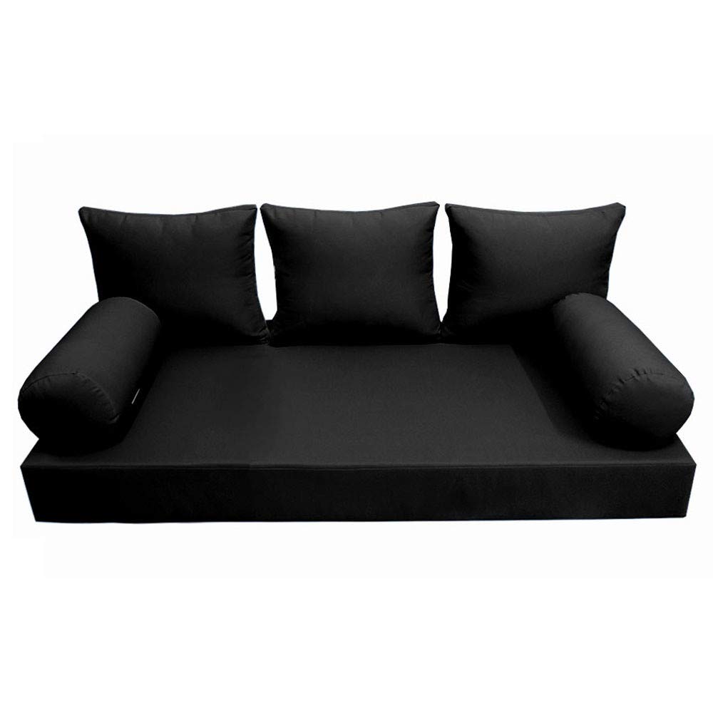 Prolinemax 6-Piece Outdoor Daybed Mattress Set with Knife Edge Design - Twin Size Cushion & Bolster Pillows for Patio, Poolside, and Garden Relaxation (Style AD109)